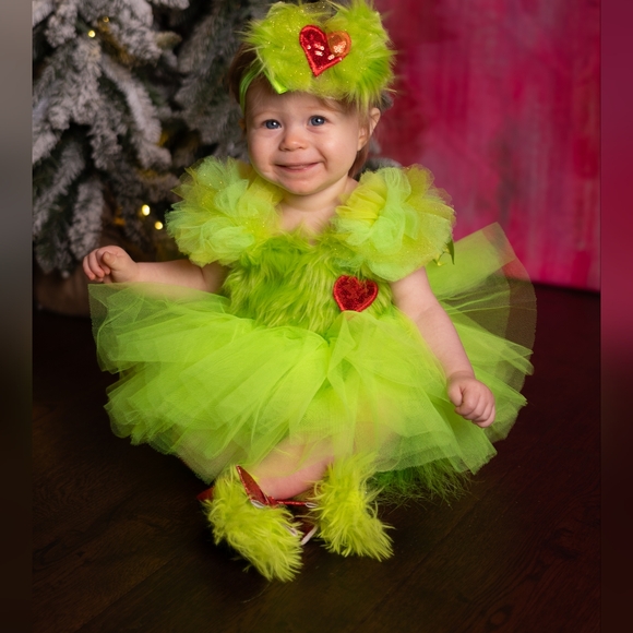 Grinch homemade dress costume with headband Grinch homemade dress costume with headband